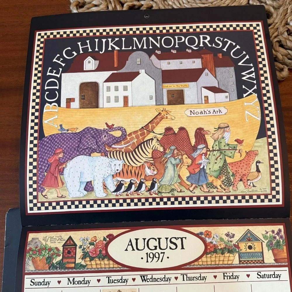 1997 Country Sampler Calendar – Peaceable Kingdom – 12x12 – Folk Art Cottagecore